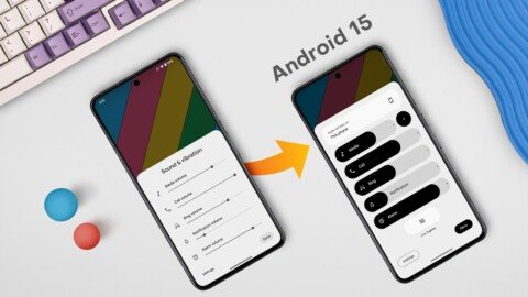 Image de 2 téléphones avec le nouveau système d'exploitation de Google Android 15