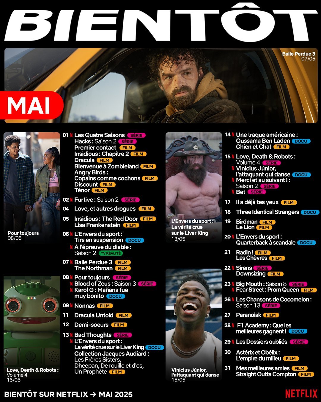 Calendrier Netflix Mai 2025