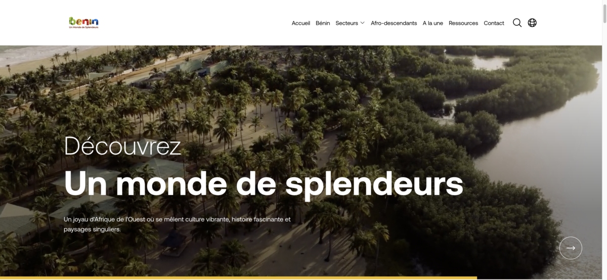 Site web Bénin, "un Monde de Splendeurs" : le pays dévoile son identité de marque nationale