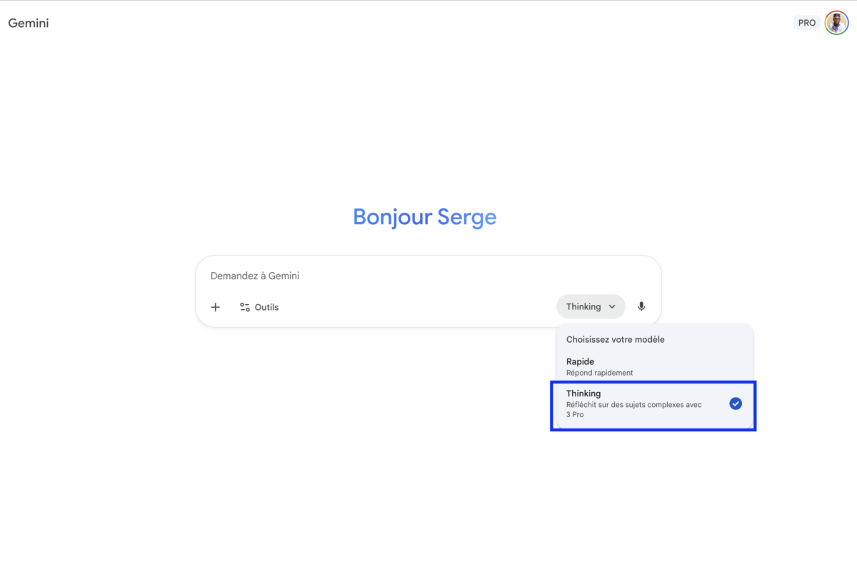 Interface web de Gemini 3 Pro.