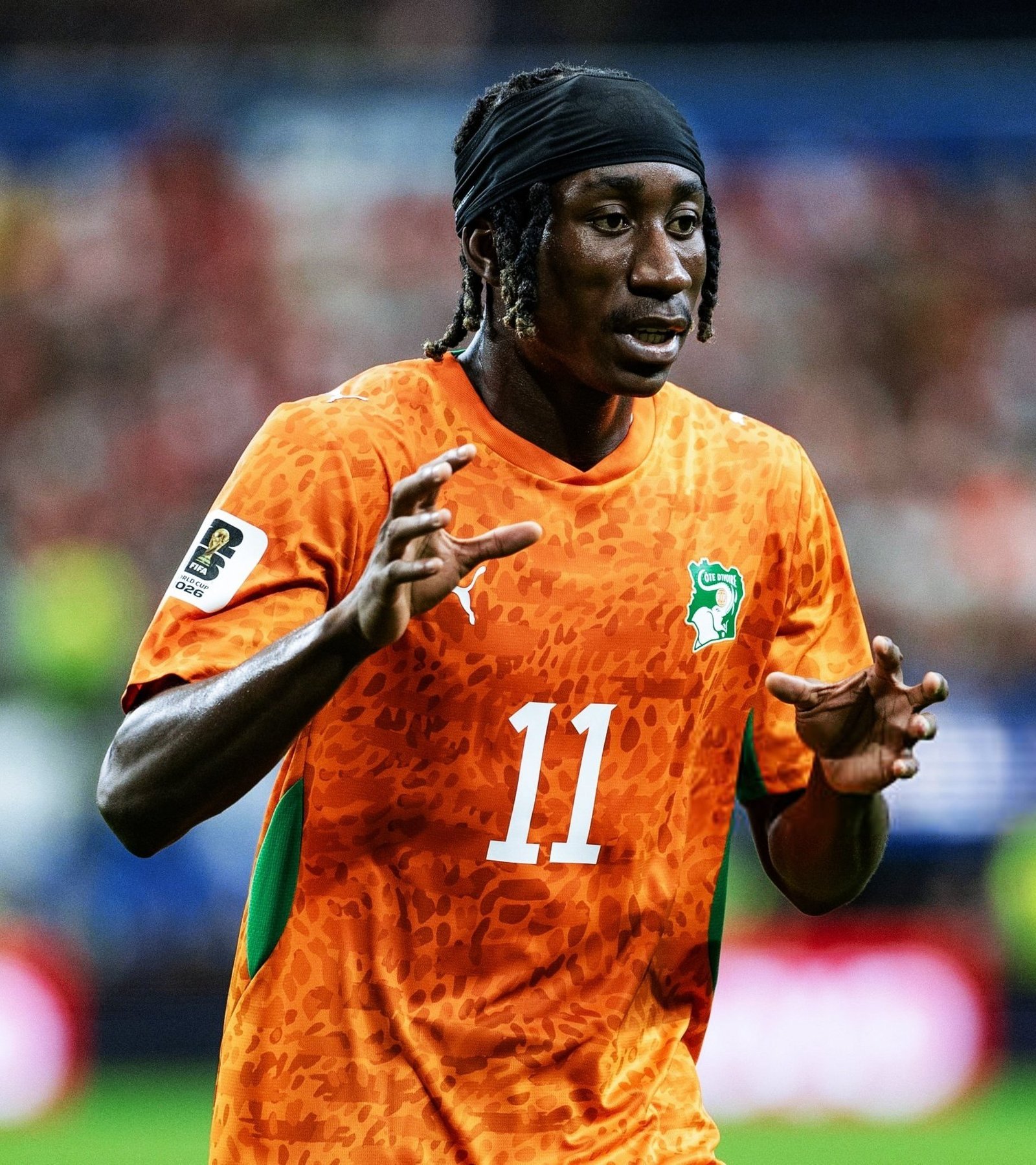 Yan Diomandé avec le maillot de la Côte d'Ivoire à la Coupe du monde 2026