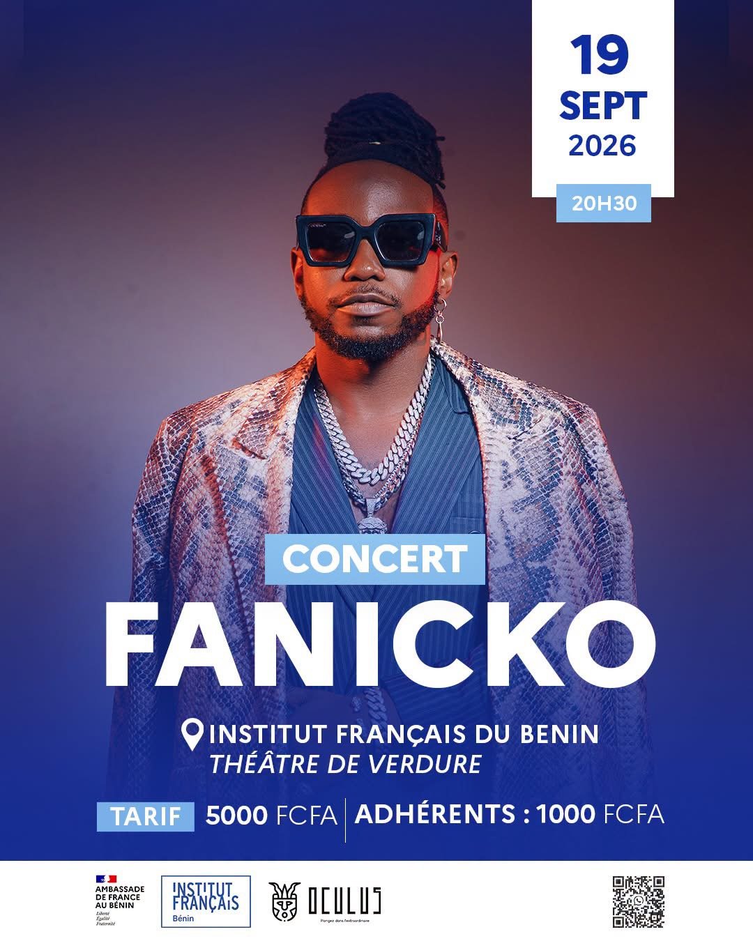 Affiche du concert de Fanicko le 19 septembre 2026 à l'Institut français du Bénin