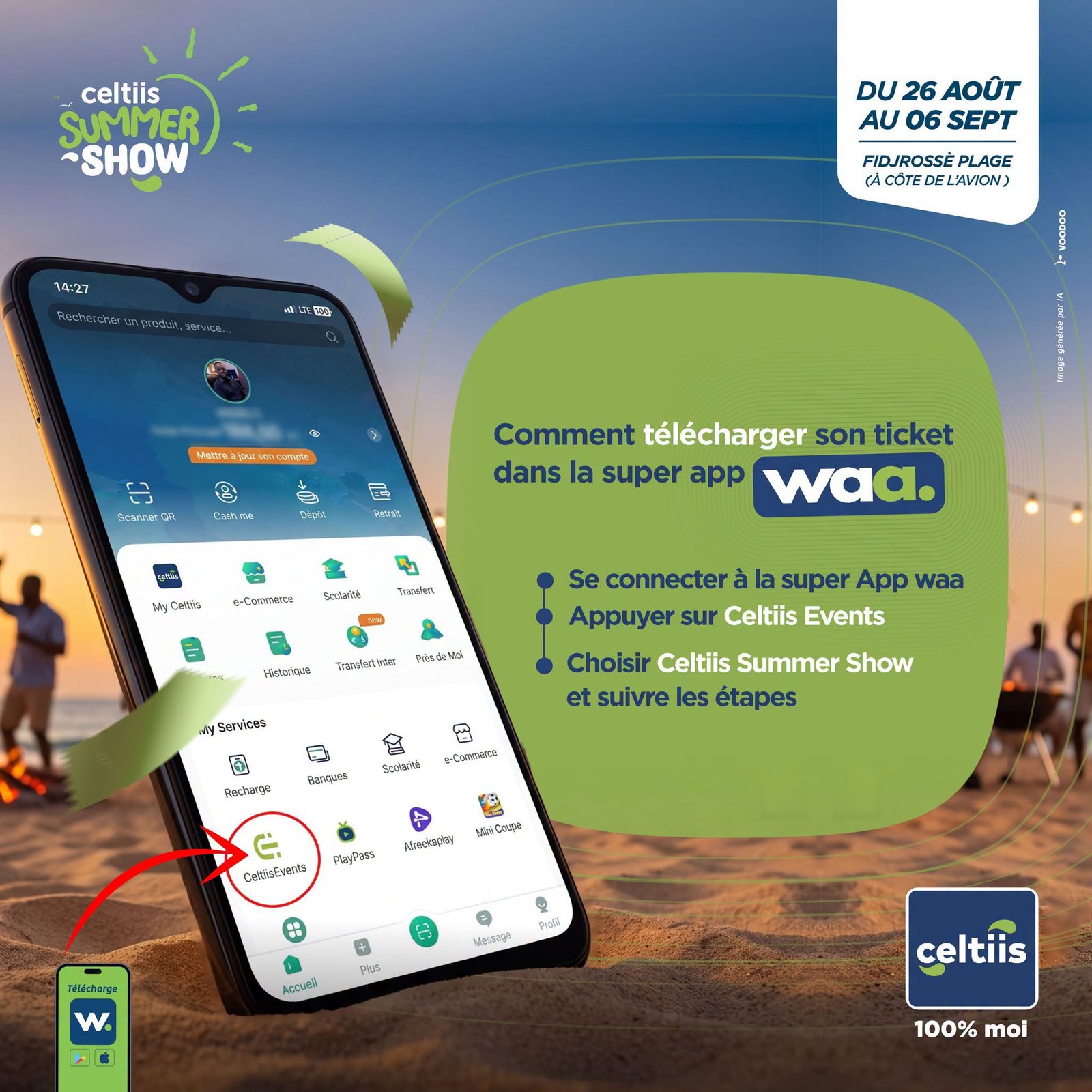 Comment récupérer son ticket Celtiis Summer Show 2026 sur la Super App WAA