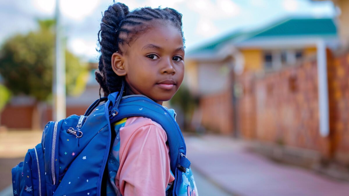 Élève avec un sac à dos avant la rentrée scolaire 2026-2027 au Bénin