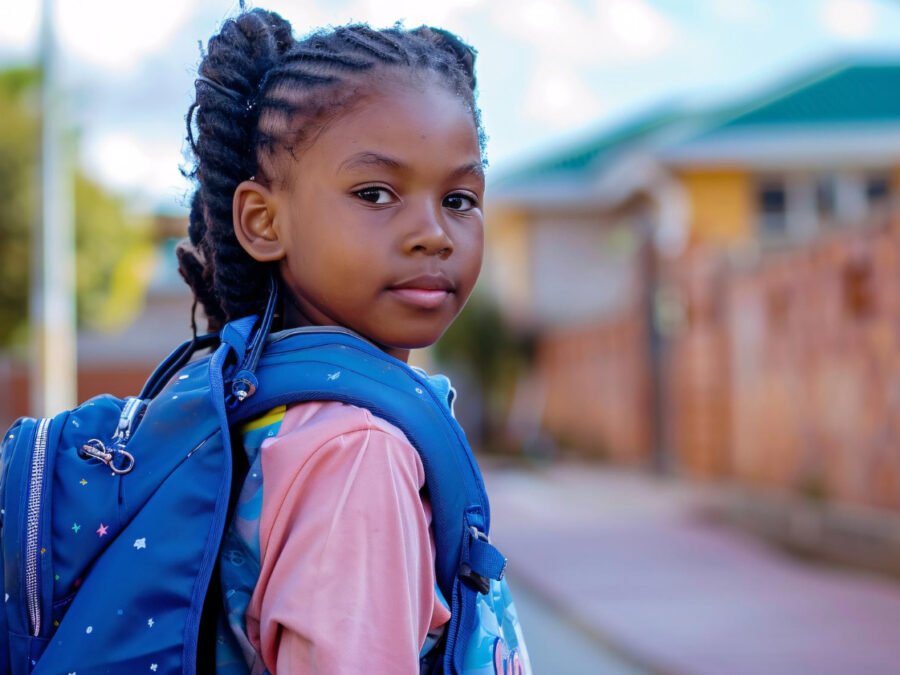 Élève avec un sac à dos avant la rentrée scolaire 2026-2027 au Bénin